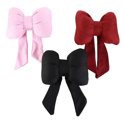 Comforelax Cute Ribbon Bow Car Neck Pillow Comfortable Neck Rest Cushion Simple Adjustable Auto Cotton Headrest