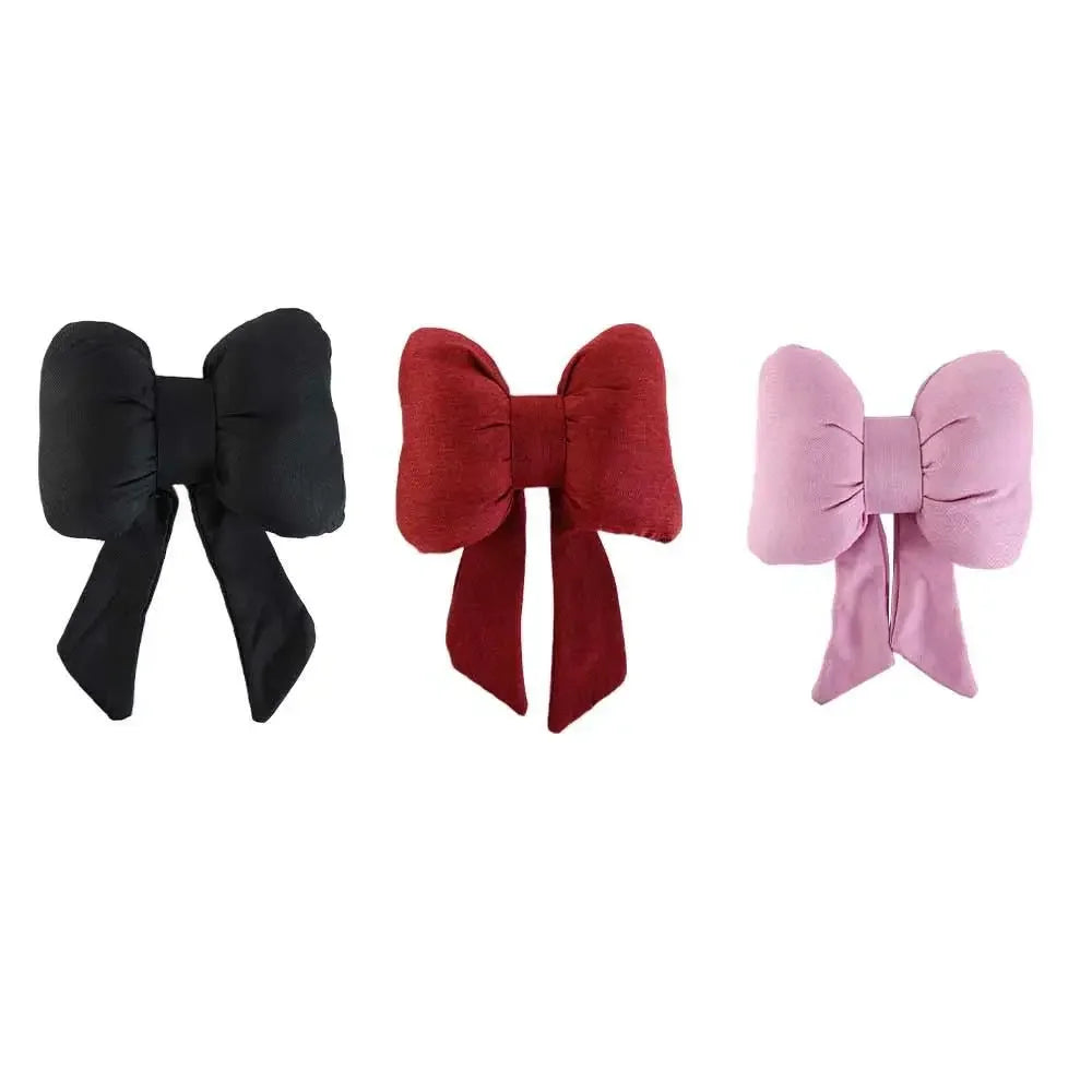 Comforelax Cute Ribbon Bow Car Neck Pillow Comfortable Neck Rest Cushion Simple Adjustable Auto Cotton Headrest