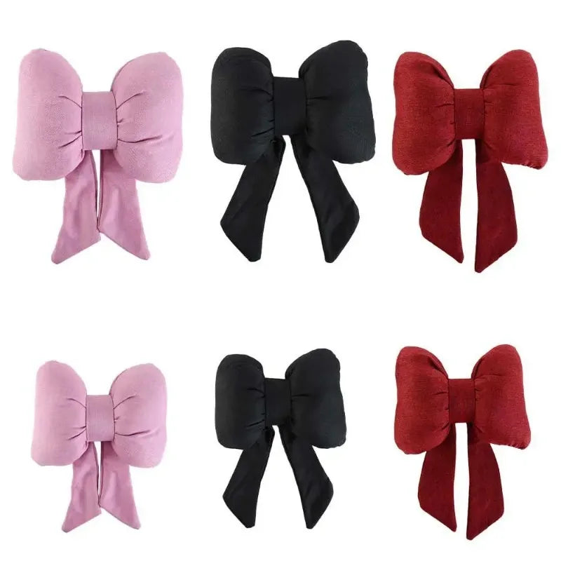 Comforelax Cute Ribbon Bow Car Neck Pillow Comfortable Neck Rest Cushion Simple Adjustable Auto Cotton Headrest