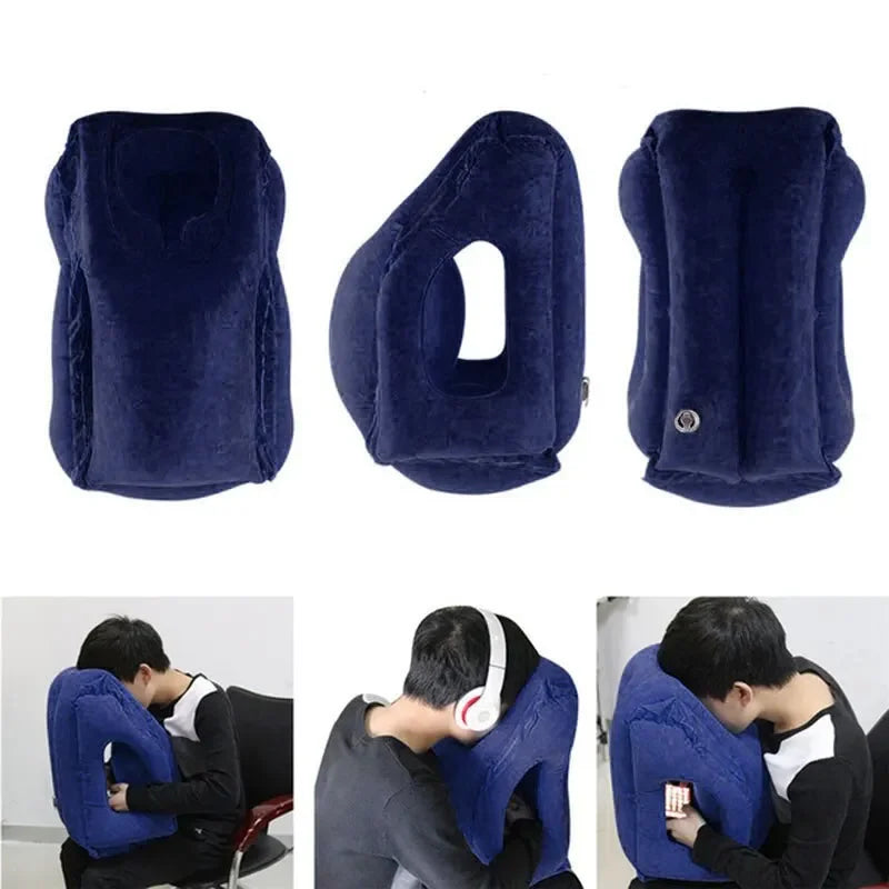 Comforelax2 1pc Inflatable Air Cushion Travel Pillow Headrest Chin Support Cushions for Airplane Plane Office Rest Neck Nap Pillows